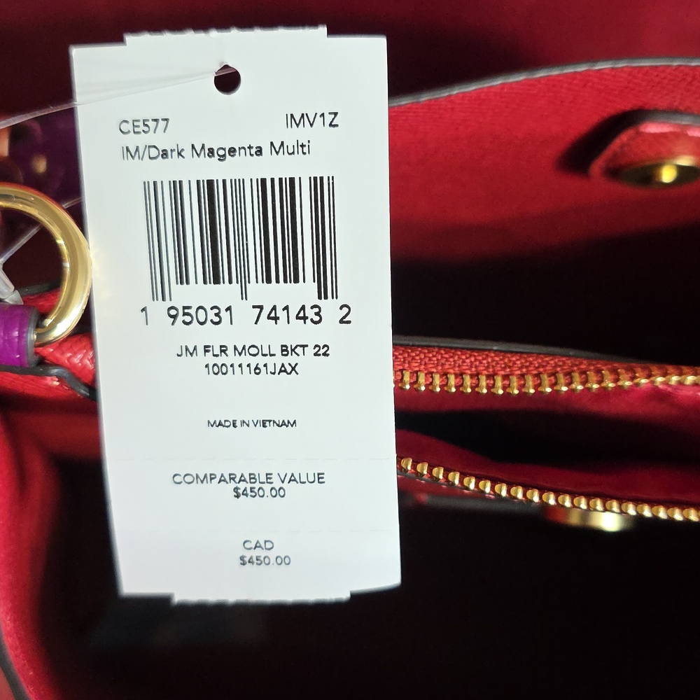 Coach Magenta Purple Red Jumbo Floral Mollie 22 Bucket Bag - Picture 10 of 12